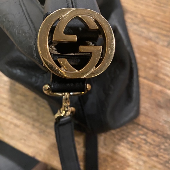 Gucci Hobo Black Leather Monogram - Picture 7 of 13